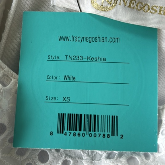 NWT TRACY NEGOSHIAN dress size XS white cotton eyelet mini - Picture 4 of 7